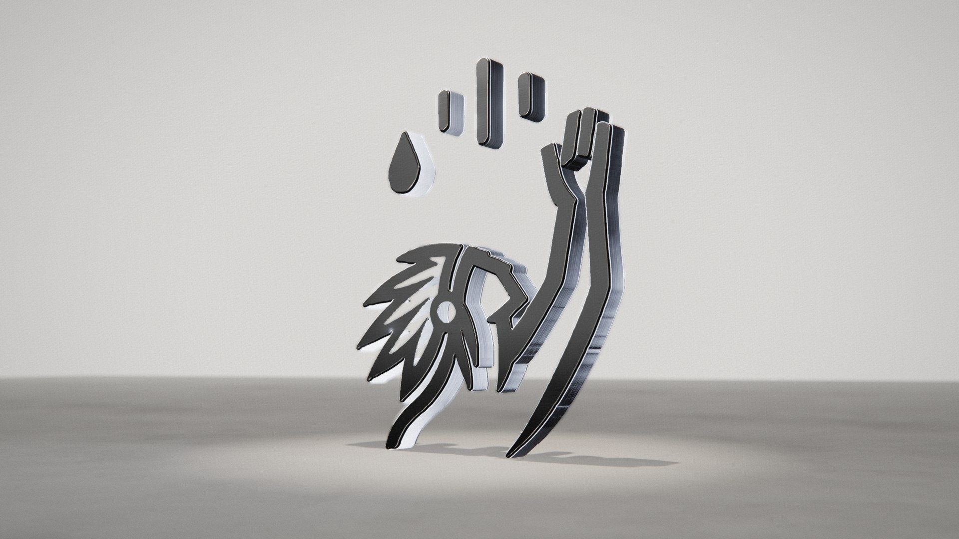 Das RainmakerAI-Logo aus gebürstetem Aluminium